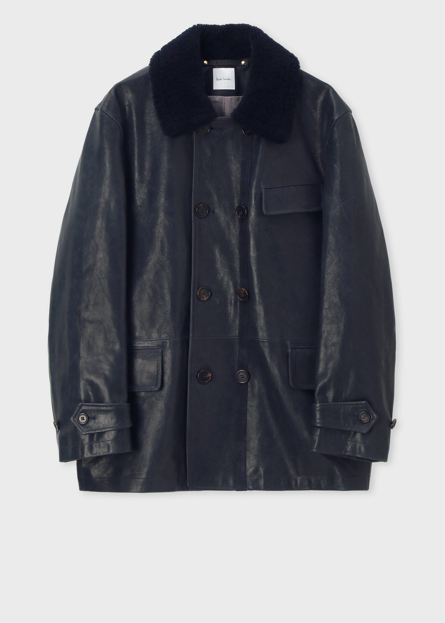 ダブルブレスト ゴートレザーブルゾン（ネイビー） ｜ポール・スミス