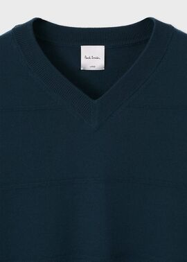 トーナルボーダー Vネックニット（ダークブルー） ｜ポール・スミス