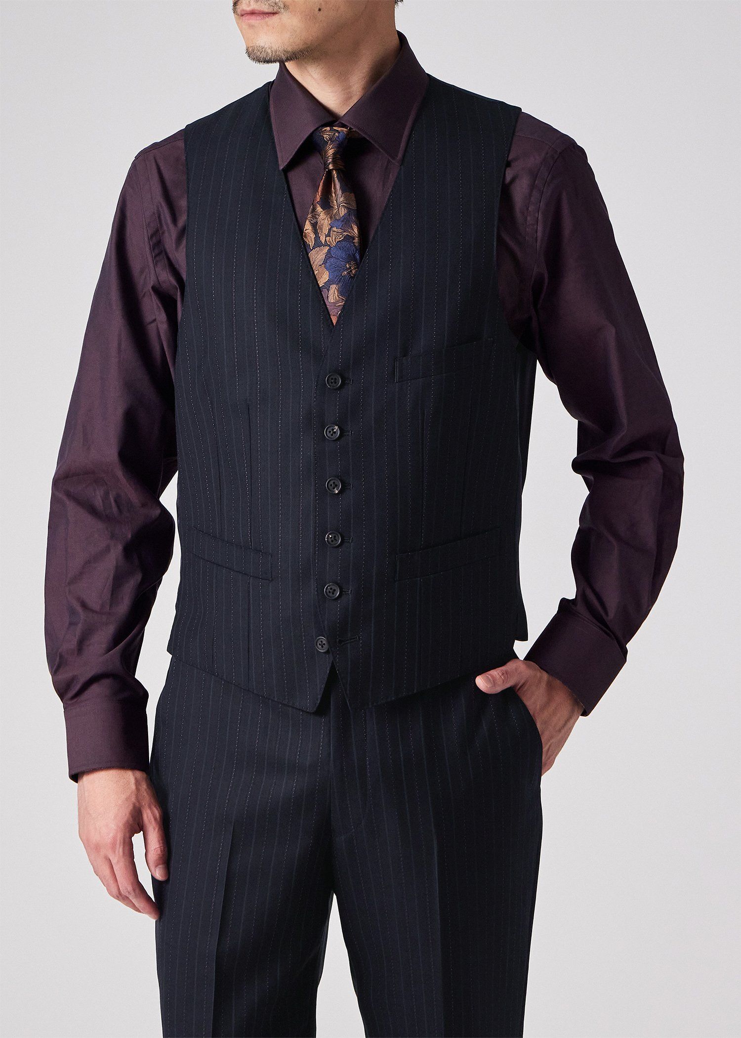 オルタネイトストライプ 6Bベスト（ネイビー） ｜ポール・スミス