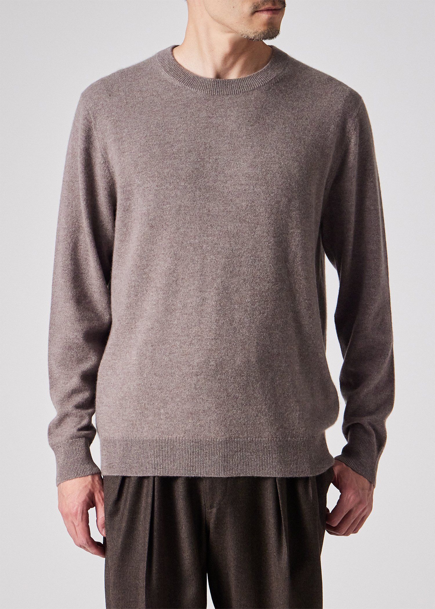 アーティストストライプポイント カシミヤ ニット（グレイッシュ