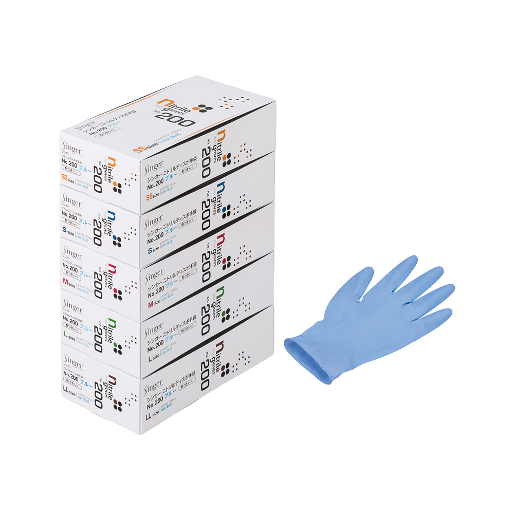 シンガーニトリルディスポ№200ブルー粉付S 1箱100枚入
