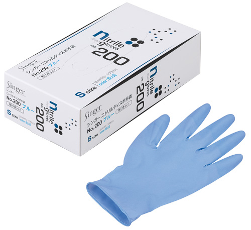 シンガーニトリルディスポ№200ブルー粉付S 1箱100枚入
