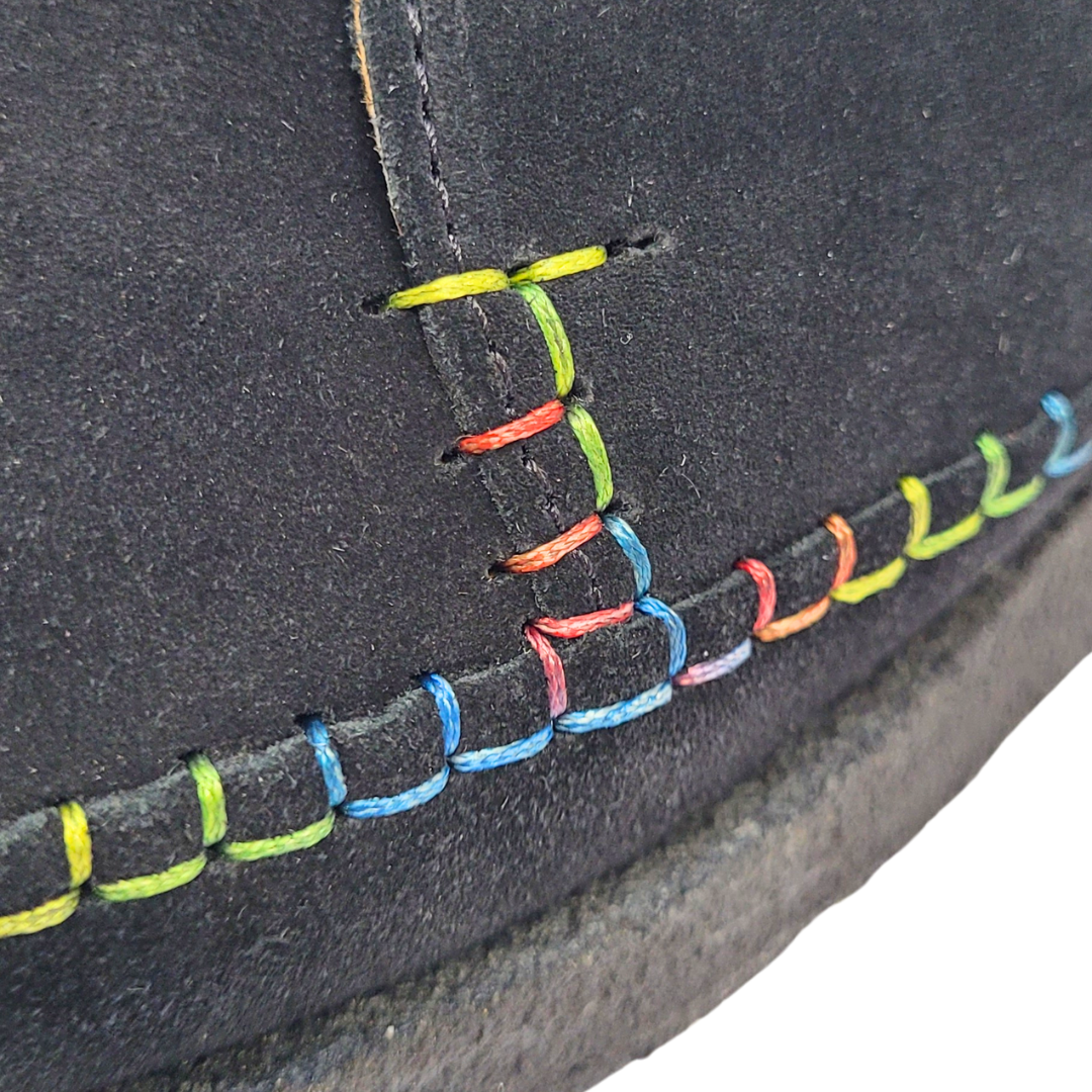 M387 Padmore & Barnes Willow – Black Suede Rainbow Stitch