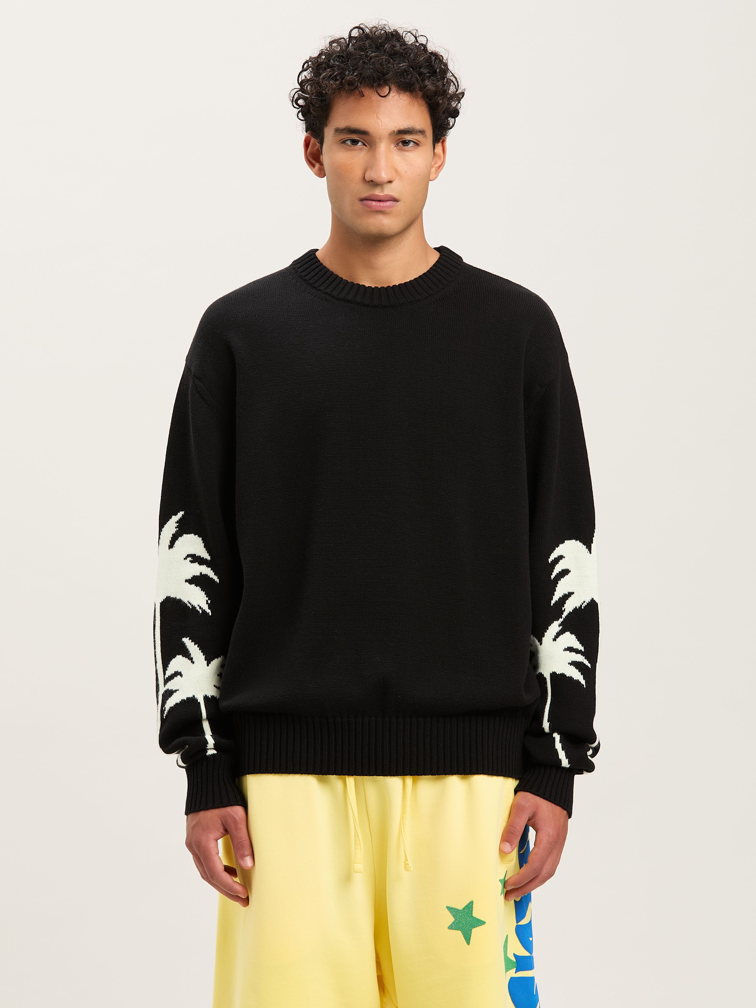 PALMS KNIT SWEATER in BLACK - OFF WHITE for Men | Palm Angels®