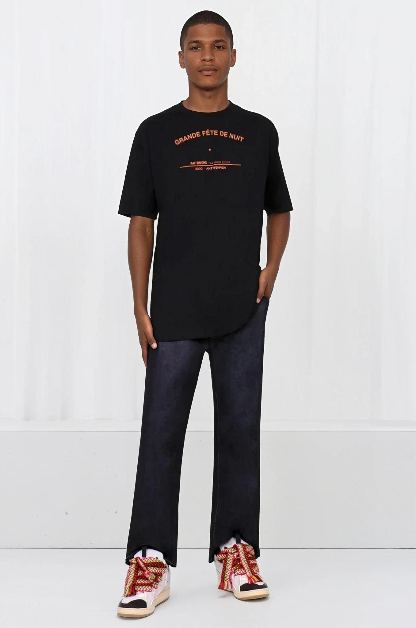 RAF SIMONS BIG FIT T-SHIRT WITH NIGHT PARTY PRINT NEW SEASON