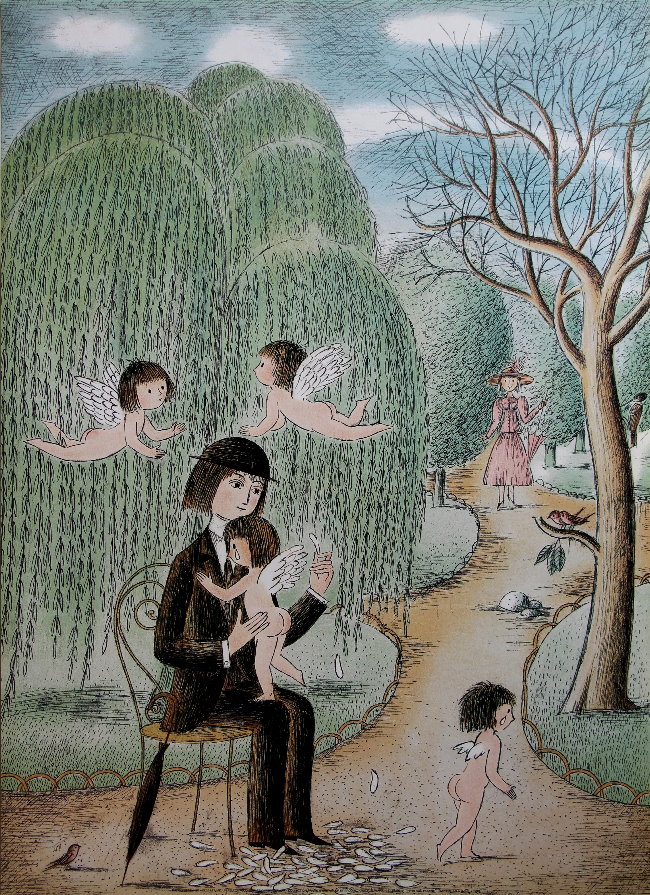 Raymond Peynet poster : Elle m'aime, un peu  : Art print 50 x 70 cm