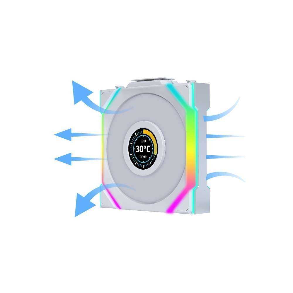 Lian Li UNI FAN SL Wireless LCD 120 Reverse Blade White Triple