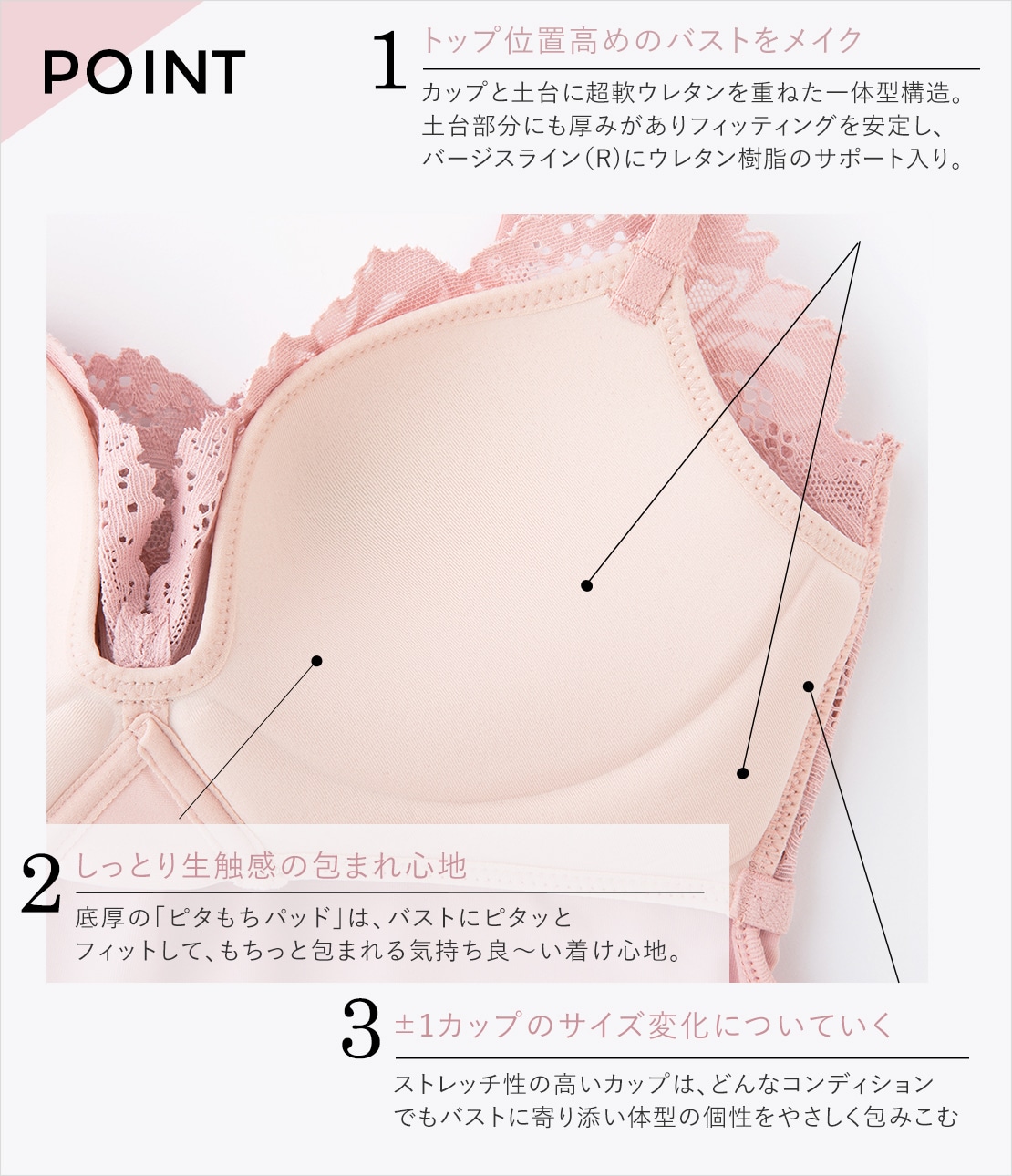 いつでもジャストブラキャミソールコンフォート(BC65 ブラック): PEACH