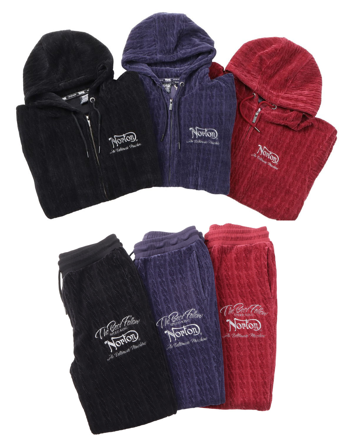 光沢と刺繍で魅せる、大人のベロアセットアップ Velour Two Piece