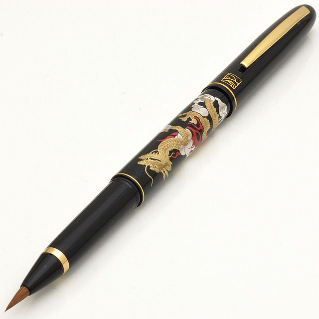 呉竹 KURETAKE 万年毛筆 蒔絵物語 万年毛筆 龍と宝珠 黒 | ペンハウス