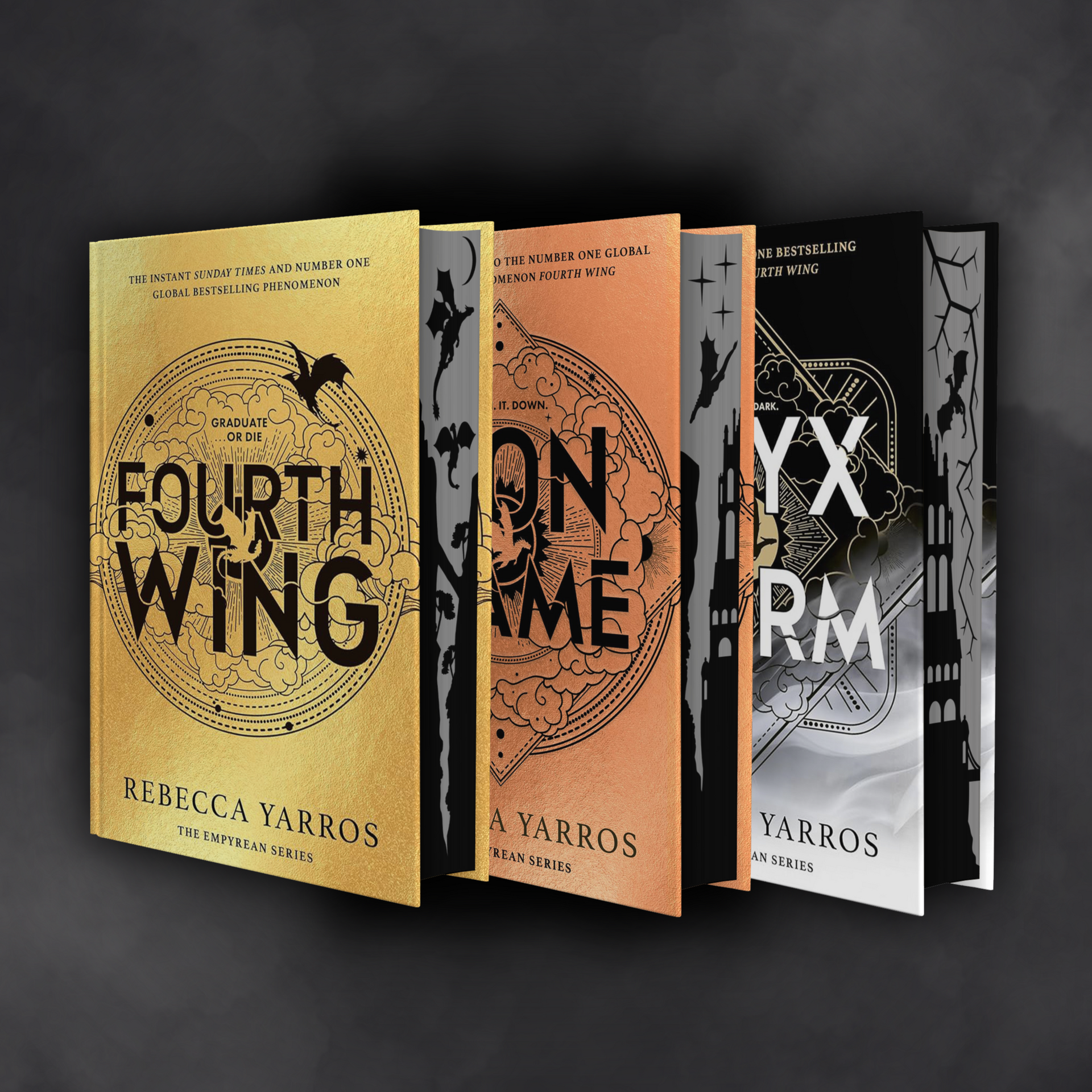 Fourth Wing, Iron Flame & ONYX STORM Sprayed Edge Hardback BUNDLE