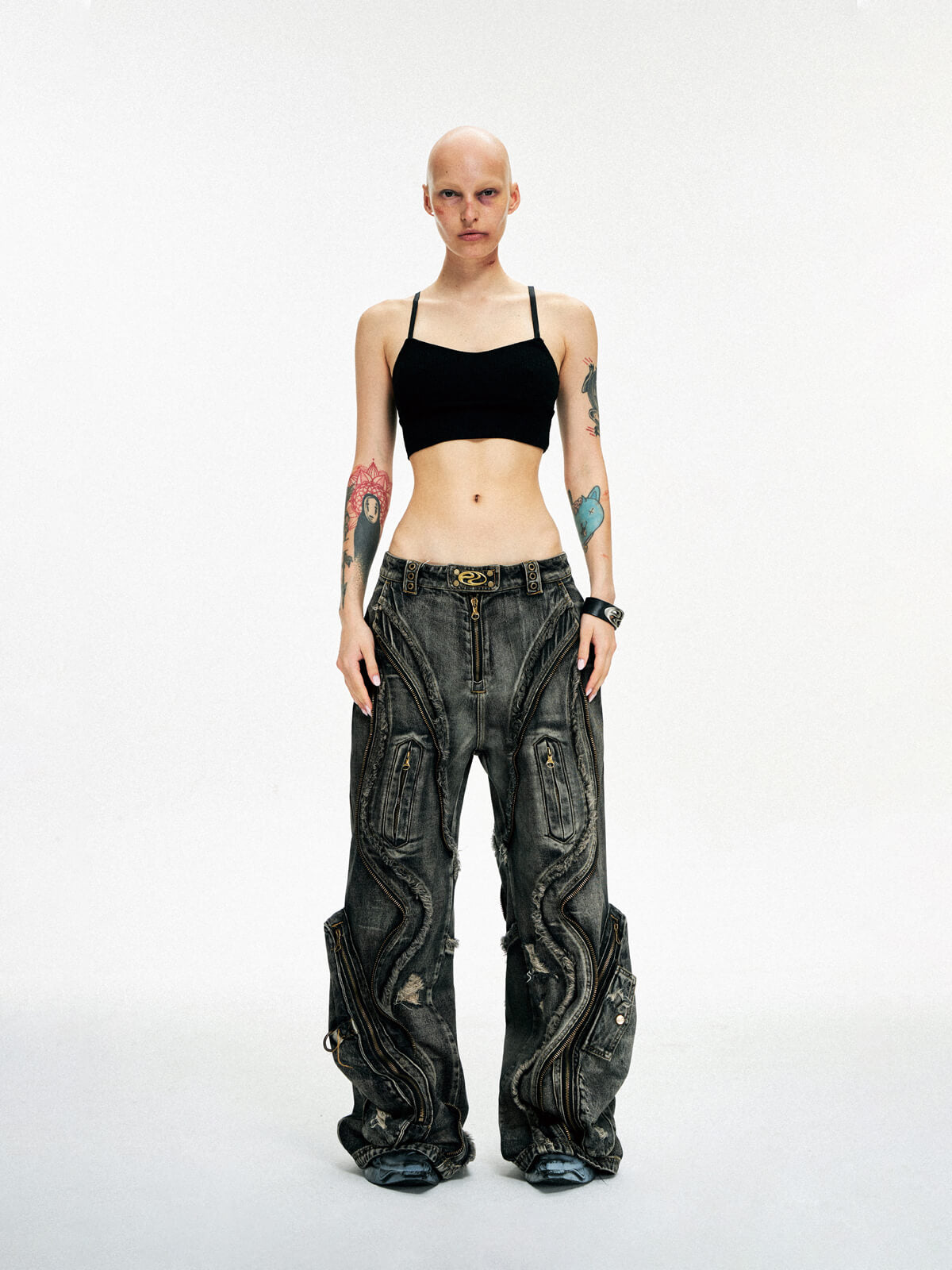 Personsoul Dirty Ripped Denim Baggy Jeans - personsoul