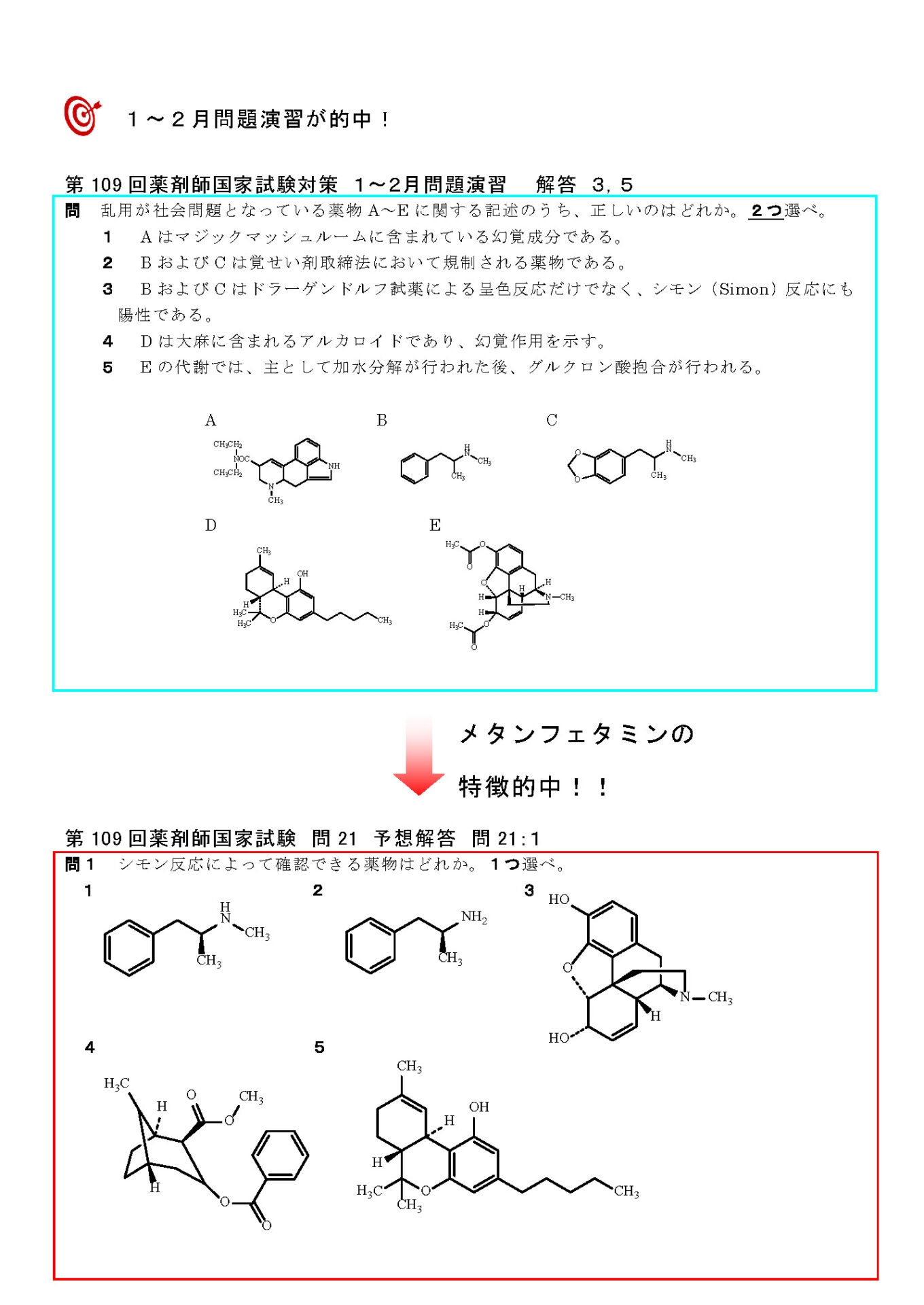 第109回 薬剤師国家試験 的中問題 – 薬剤師国家試験対策予備校