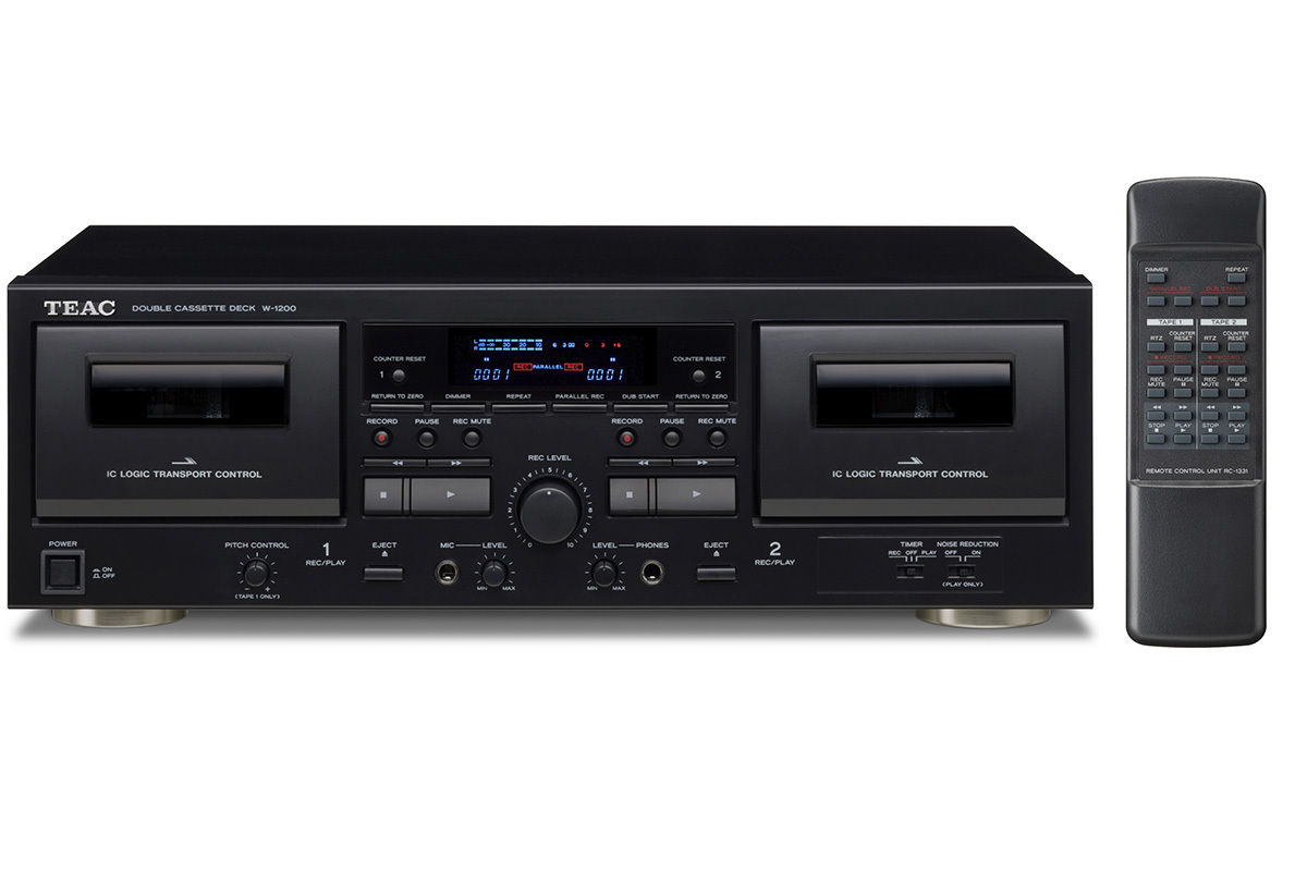 ティアック、USB出力対応のダブルカセットデッキ「W-1200」にブラック
