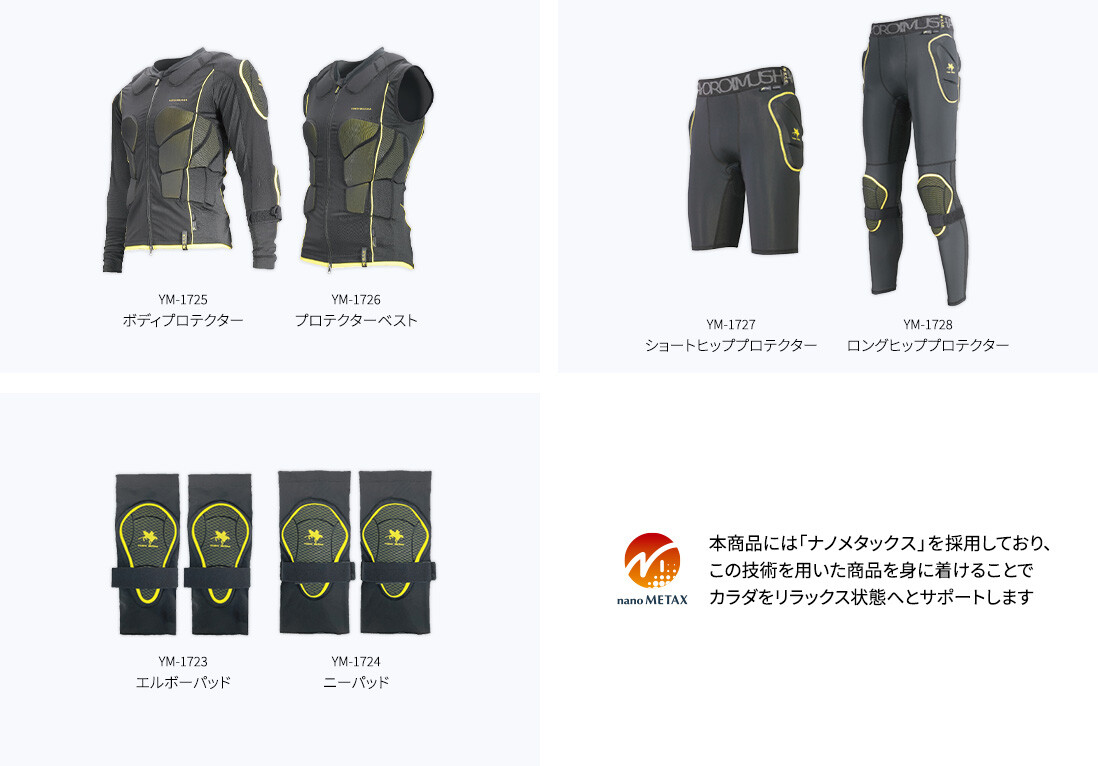 ファイテン最高峰技術「ナノメタックス」を採用した鎧武者プロテクター