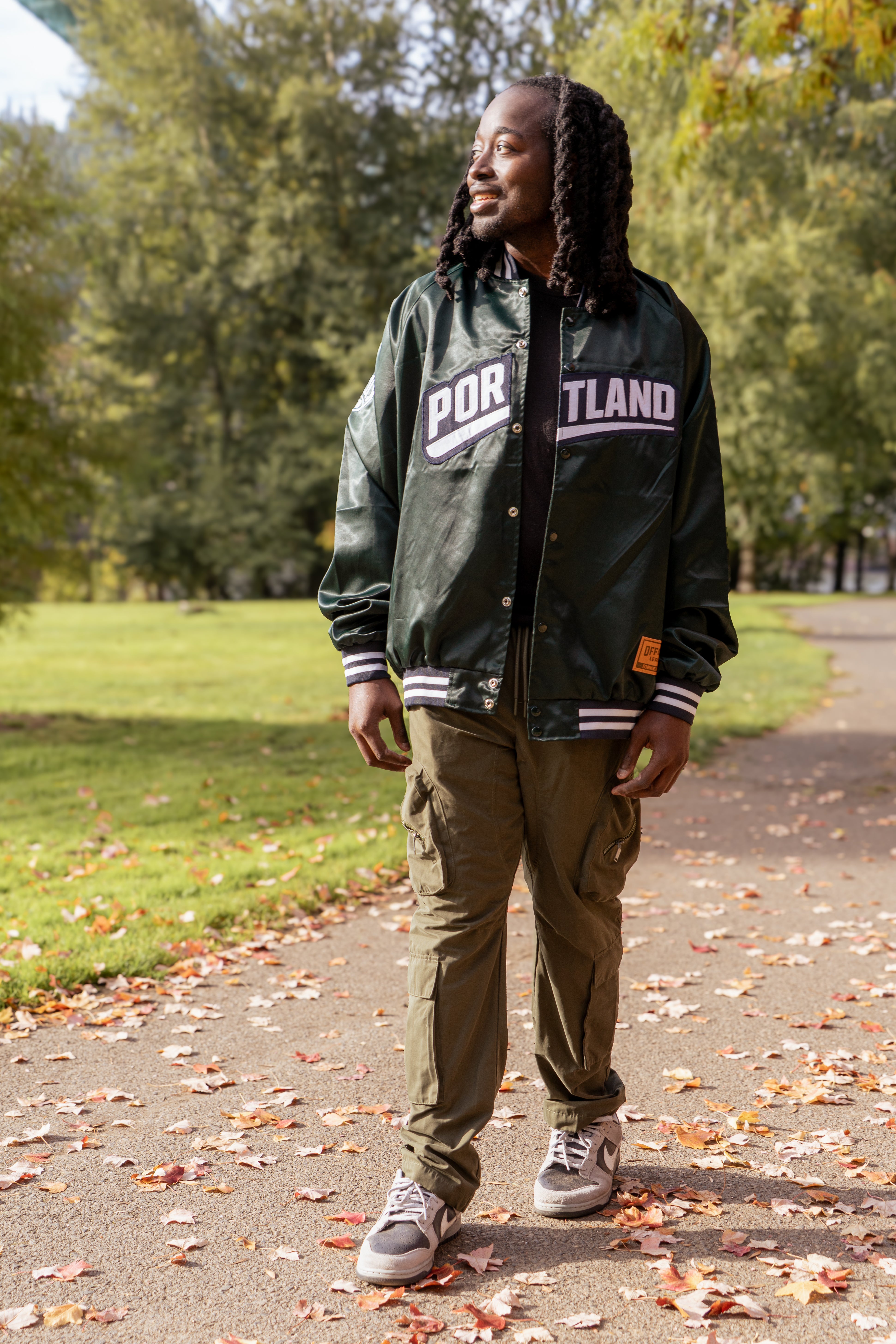 Official League x Portland Pickles Forest Green Satin Bomber