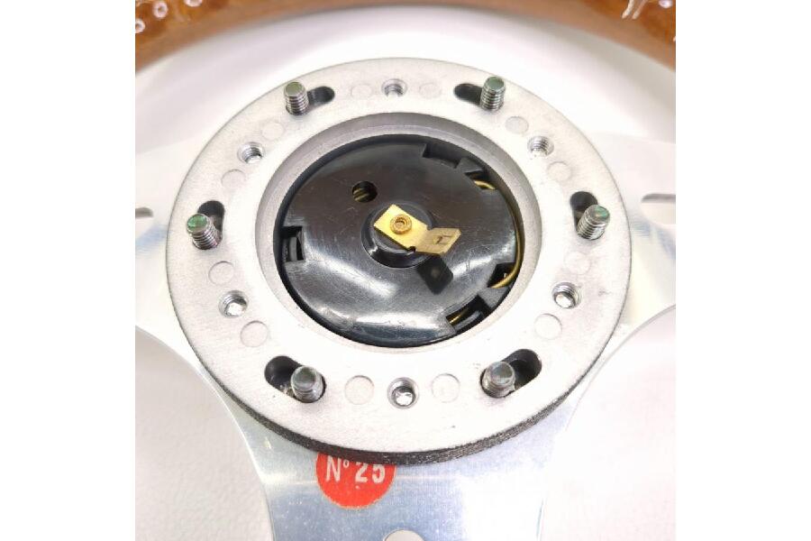 OBA ウッドステアリング 小径 ハンドル 約30cm ホーン付き 旧車 当時物