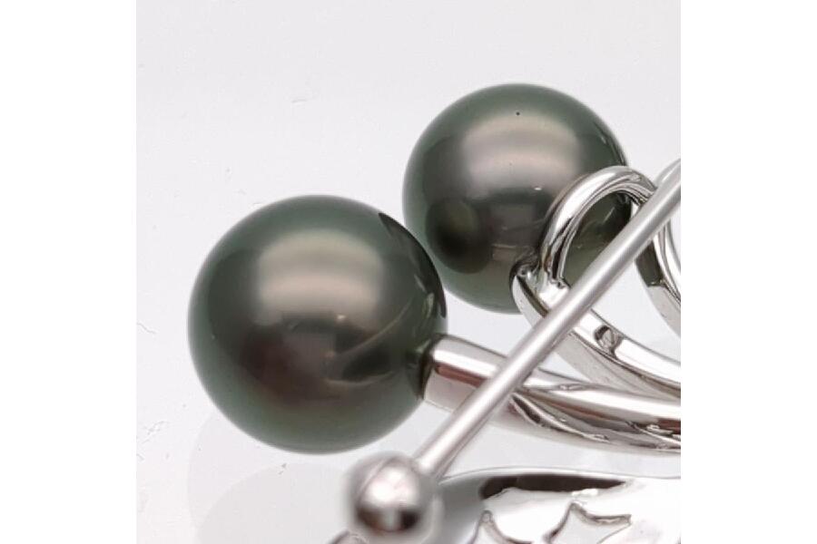 ミキモト パールブローチ K18 7.4g 真珠 9mm 8mm グレー MIKIMOTO 磨き