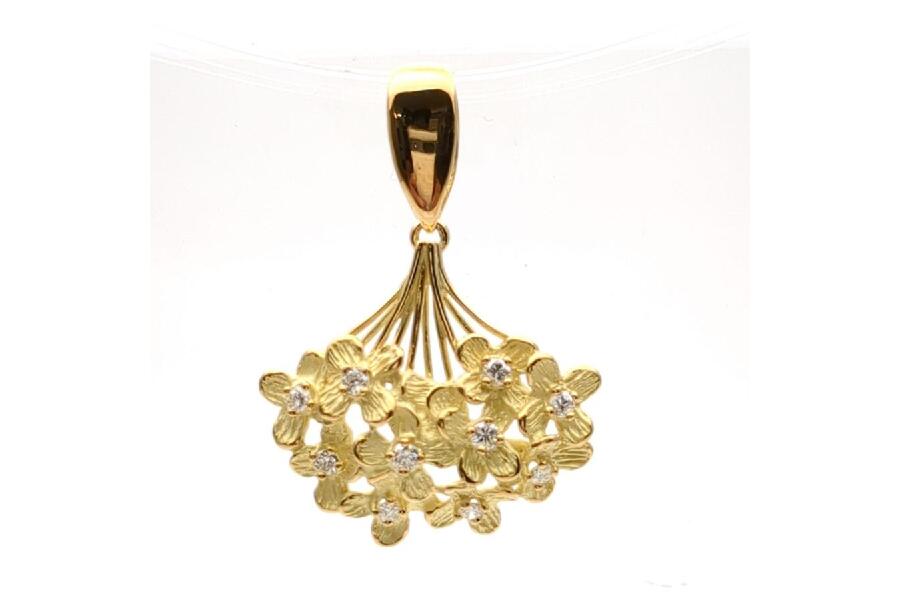 池田啓子 AKコレクション ペンダントトップ フラワー 花 K18 3.4g 布袋