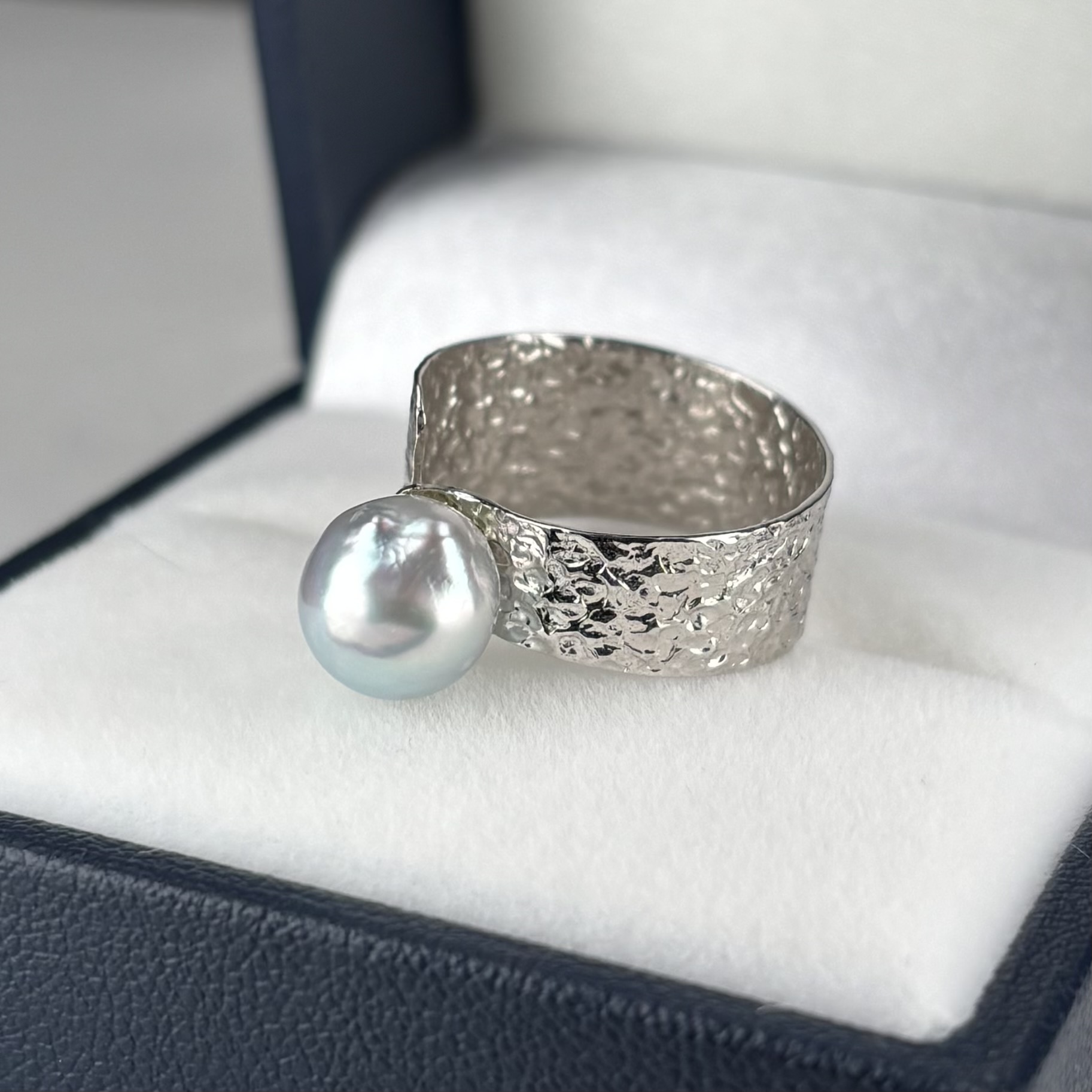 アコヤ真珠 バロックパールリング 7.5-8mm ナチュラルグレー 無調色 SV製