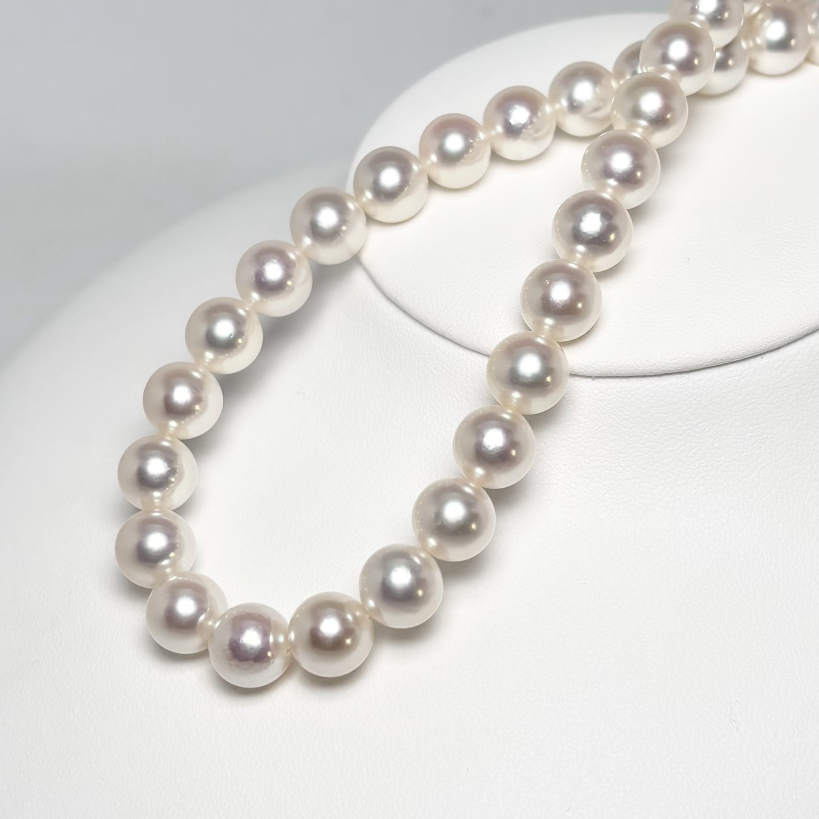 ランク上 アコヤ真珠 パールネックレス 9-9.5mm ホワイトピンク系 GIA