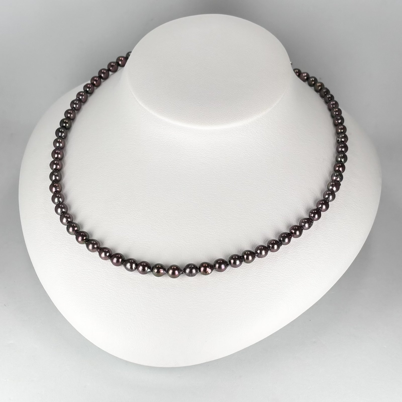 アコヤ黒真珠 パールネックレス 5-5.5m ブラック セミラウンド