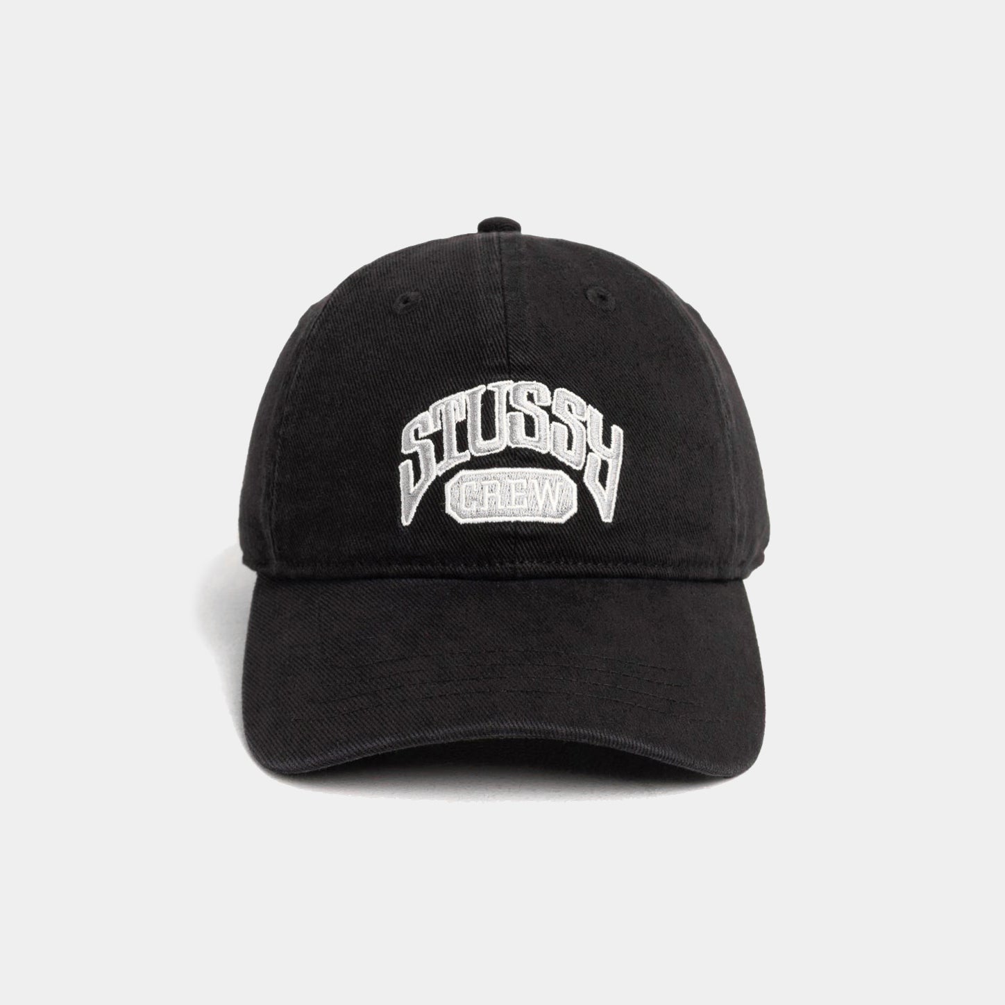 STUSSY LOW PROFILE CREW STRAPBACK HAT - BLACK - PLA Skateboarding
