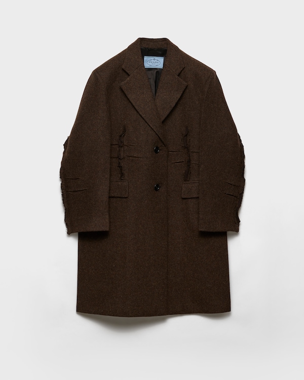 Ebony Single-breasted Shetland Wool Coat | PRADA