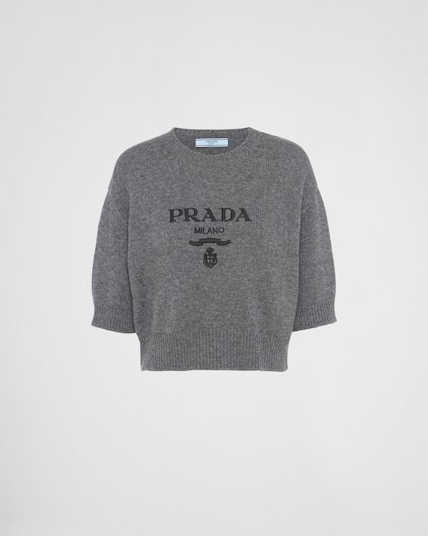 Amaranth/grey Wool And Cashmere Intarsia Sweater | PRADA