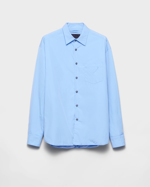 Sky Blue Cotton Zipper Shirt | PRADA