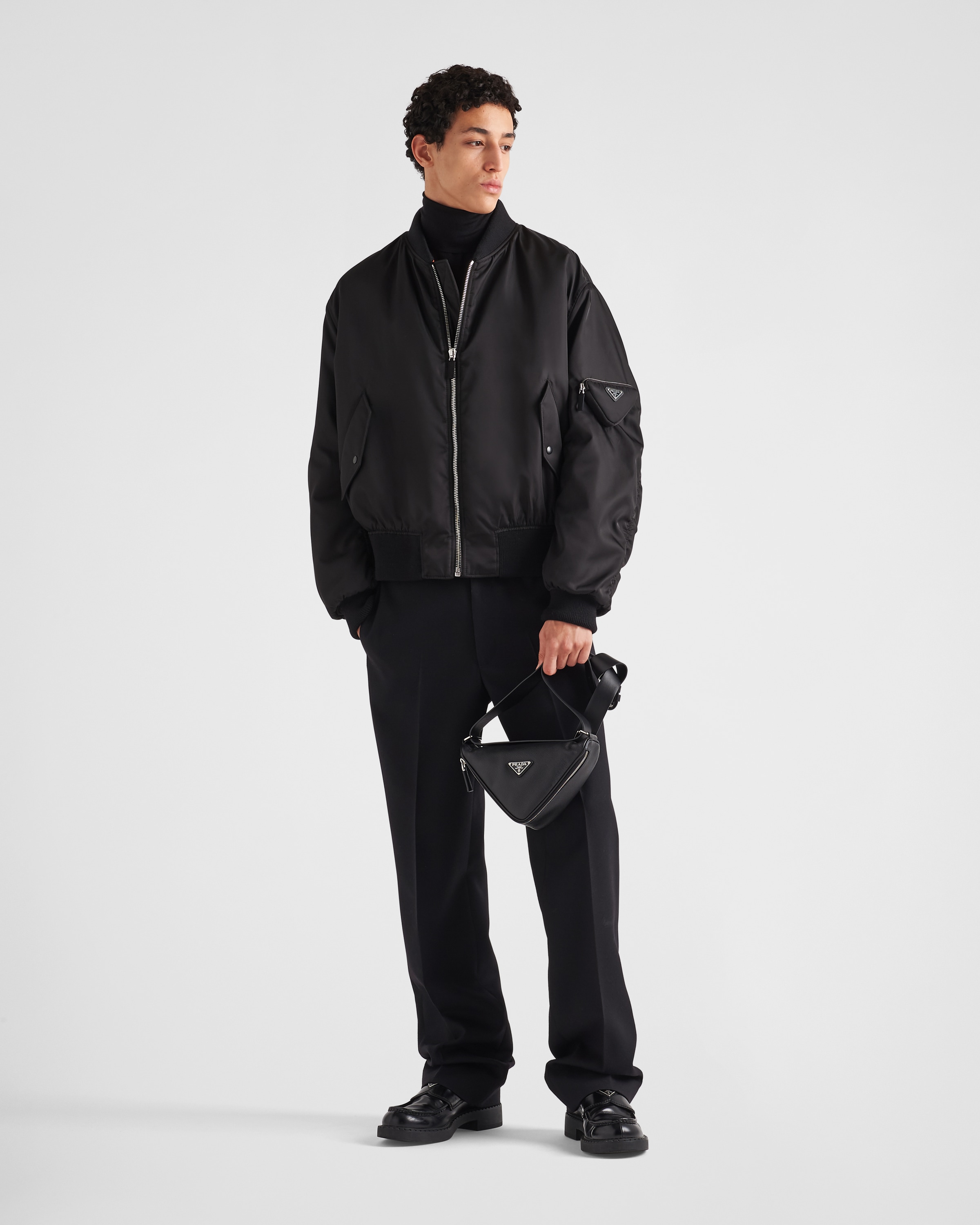 Black Re-nylon Bomber Jacket | PRADA