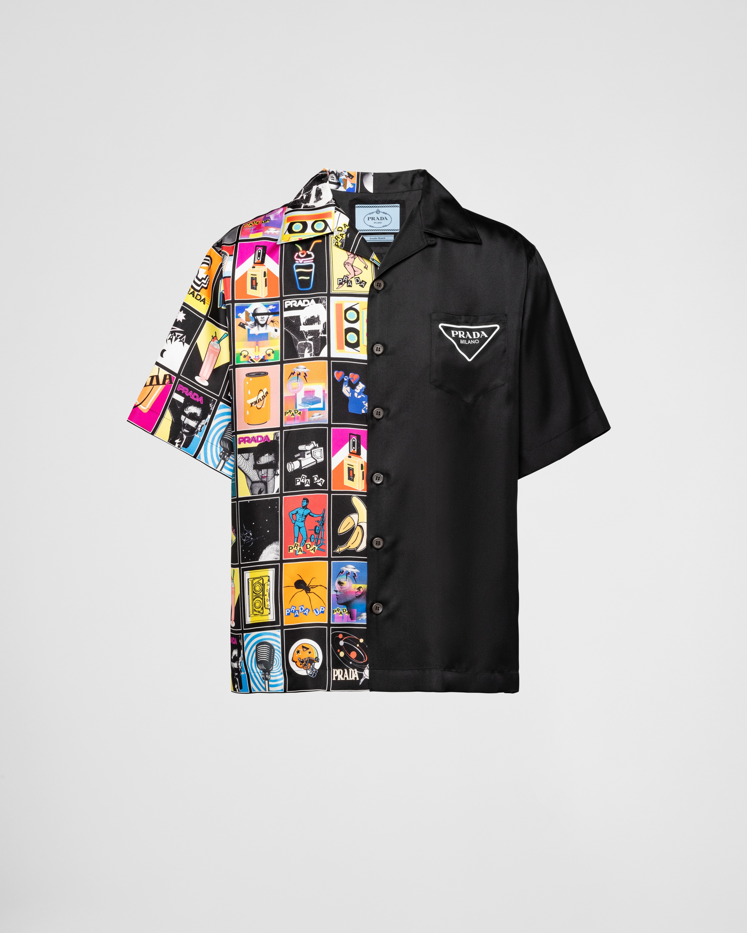 Orange Double Match Silk Twill Shirt | PRADA