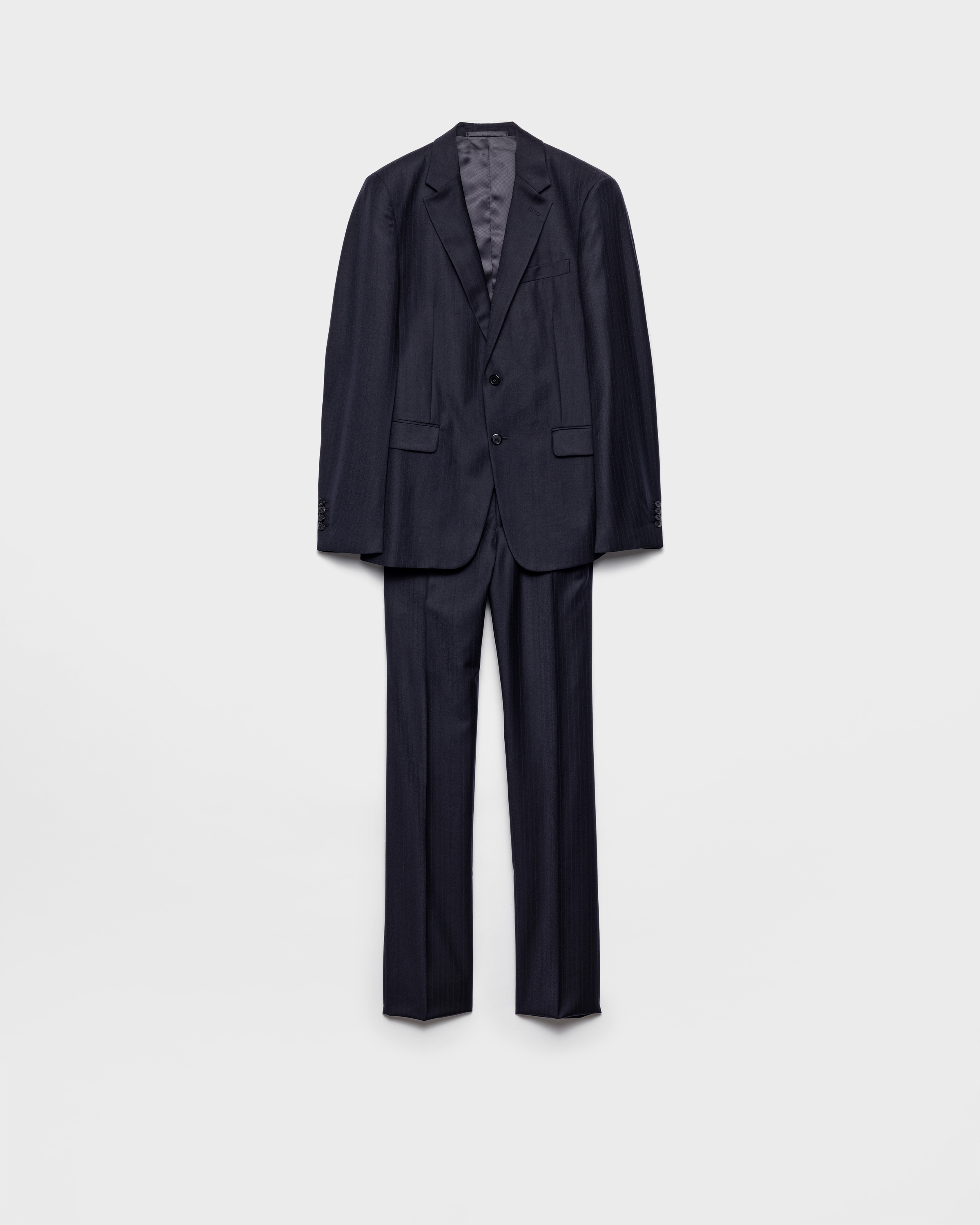 Navy Single-breasted Cashmere And Wool Suit | PRADA