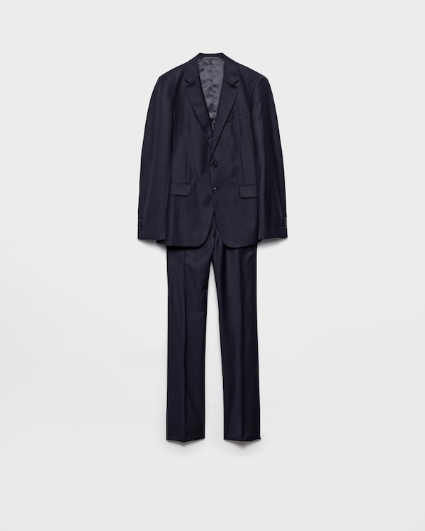 ネイビー ウールXモヘア シングルブレスト スーツ | PRADA