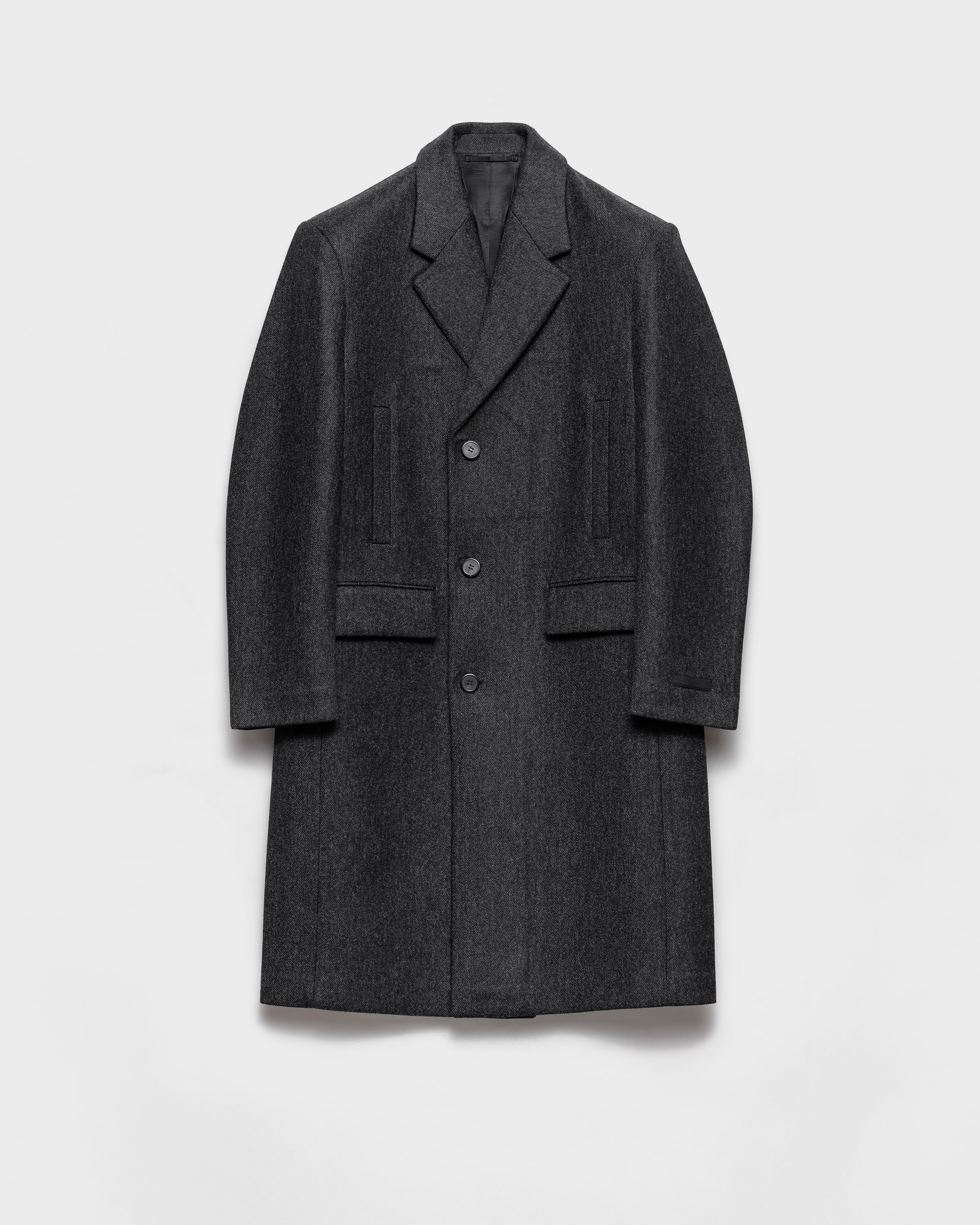 Slate Gray Single-breasted Wool Coat | PRADA