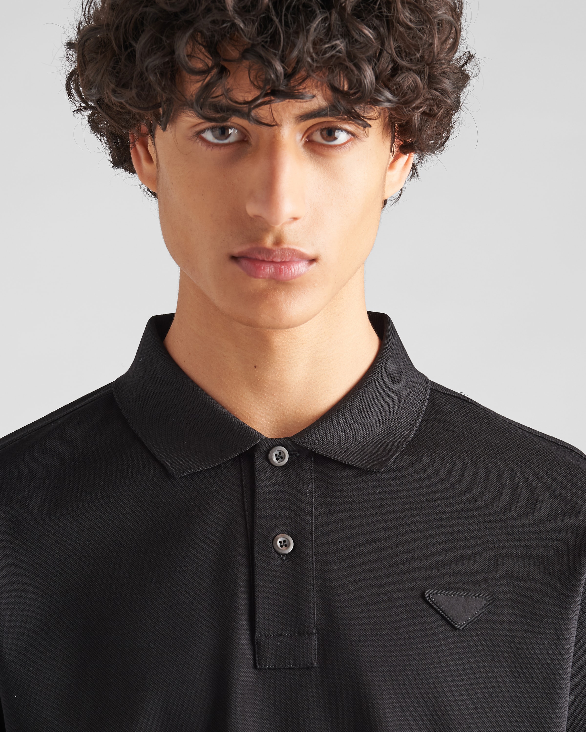 ブラック ピケ ポロシャツ | PRADA