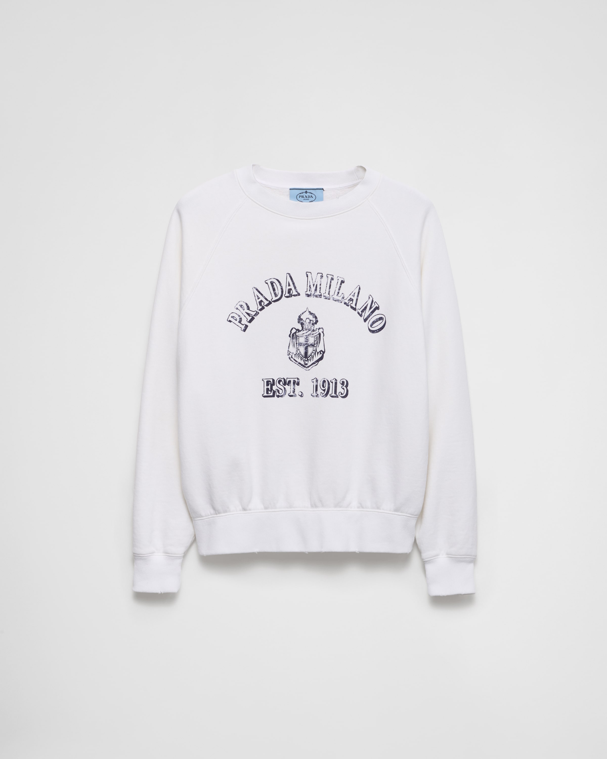 ホワイト コットン クルーネック スウェットシャツ | PRADA