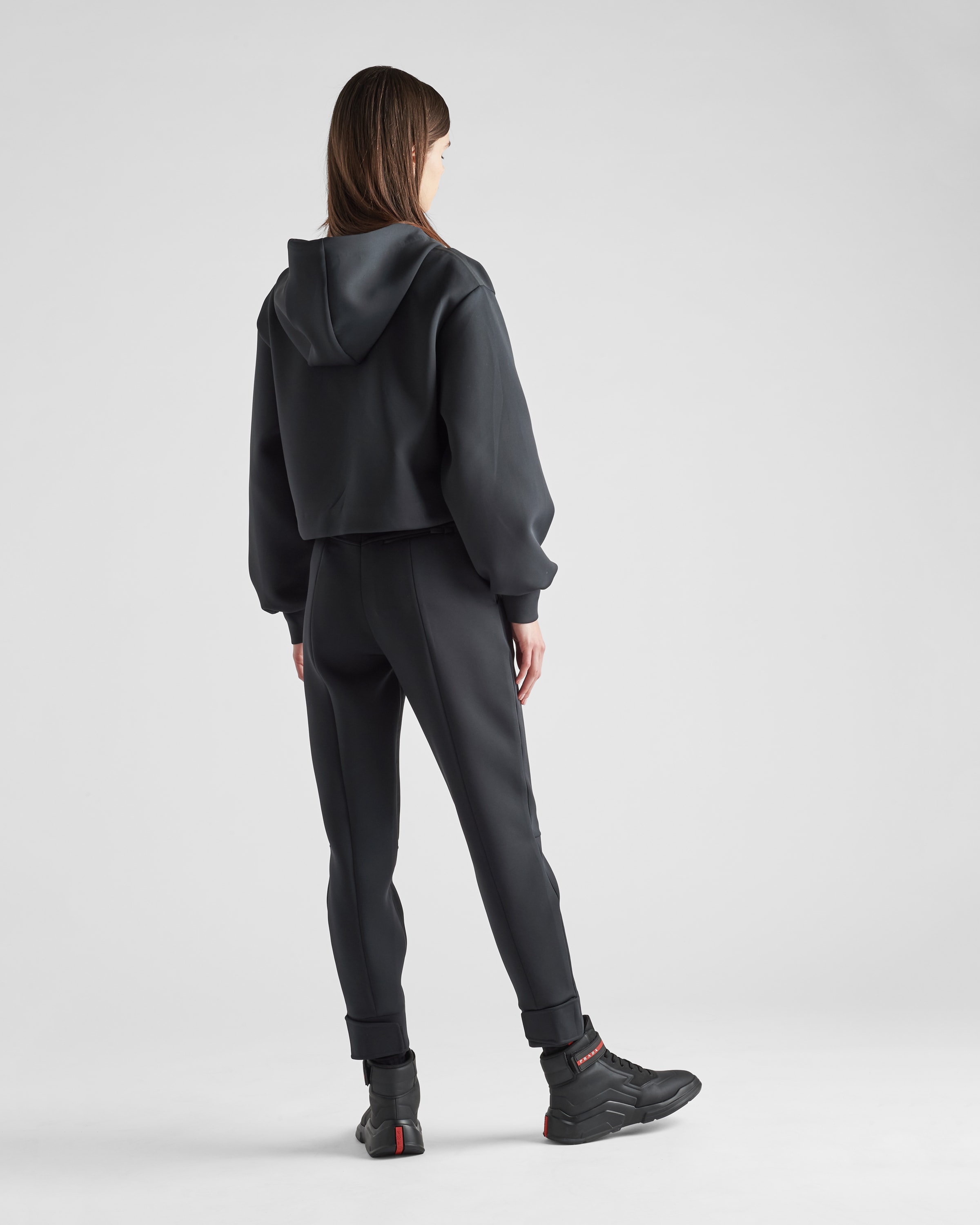 Black Recycled Double Jersey Pants | PRADA