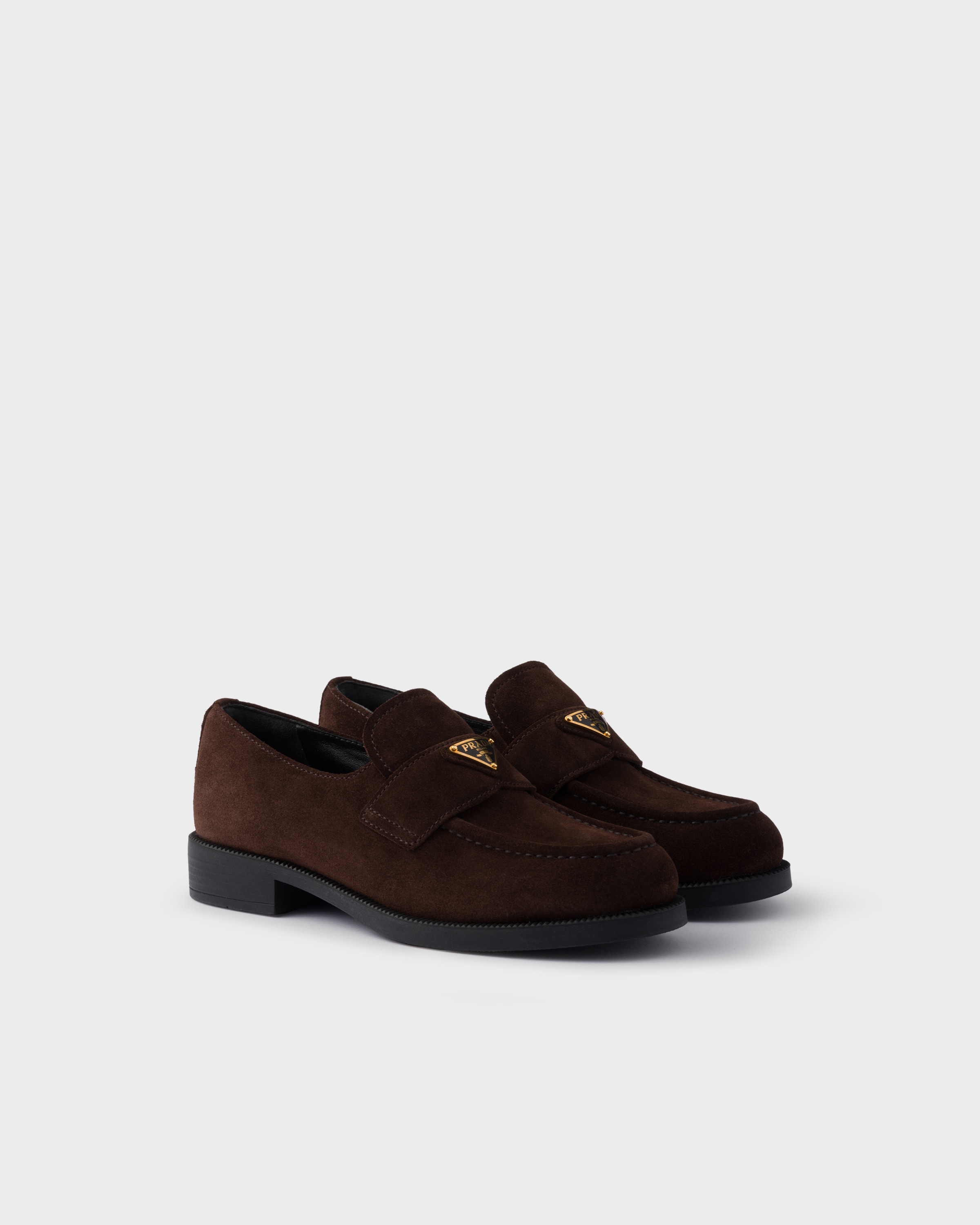 Dark Brown Suede Loafers | PRADA