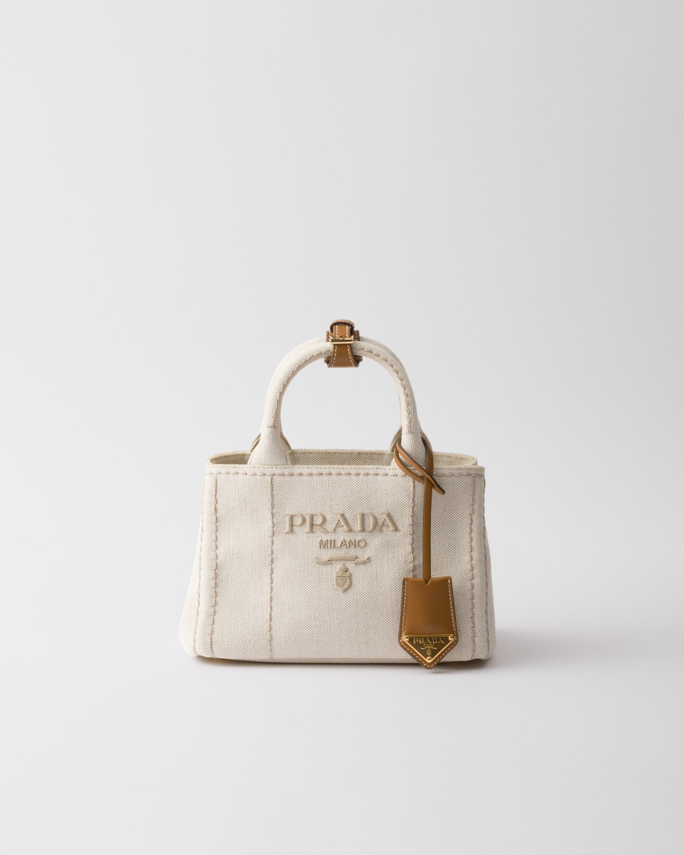 Natural Prada Jardinière Mini Linen Blend Bag | PRADA