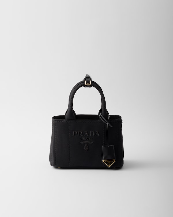 Black Prada Jardinière Mini Cotton Canvas Handbag | PRADA