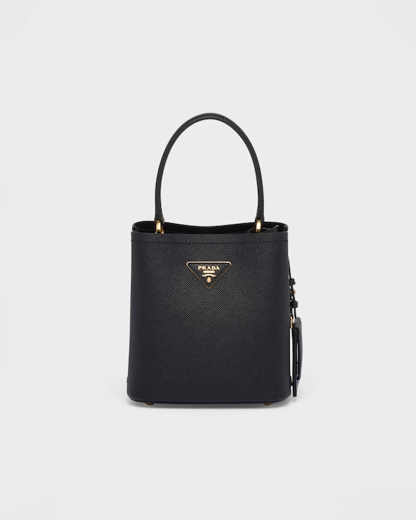 Black Prada Panier Small Saffiano Leather Bag | PRADA