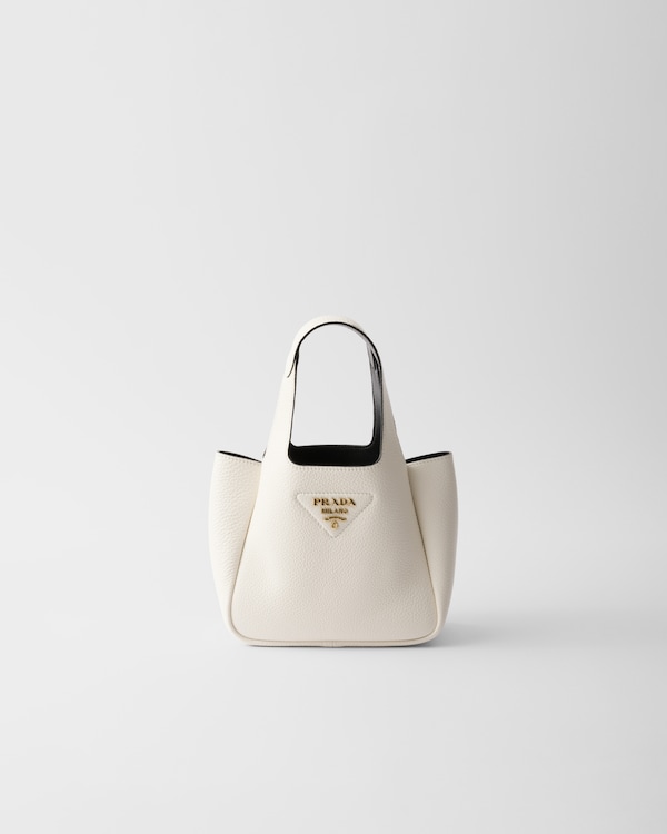ホワイト/ブラック レザー ミニハンドバッグ | PRADA