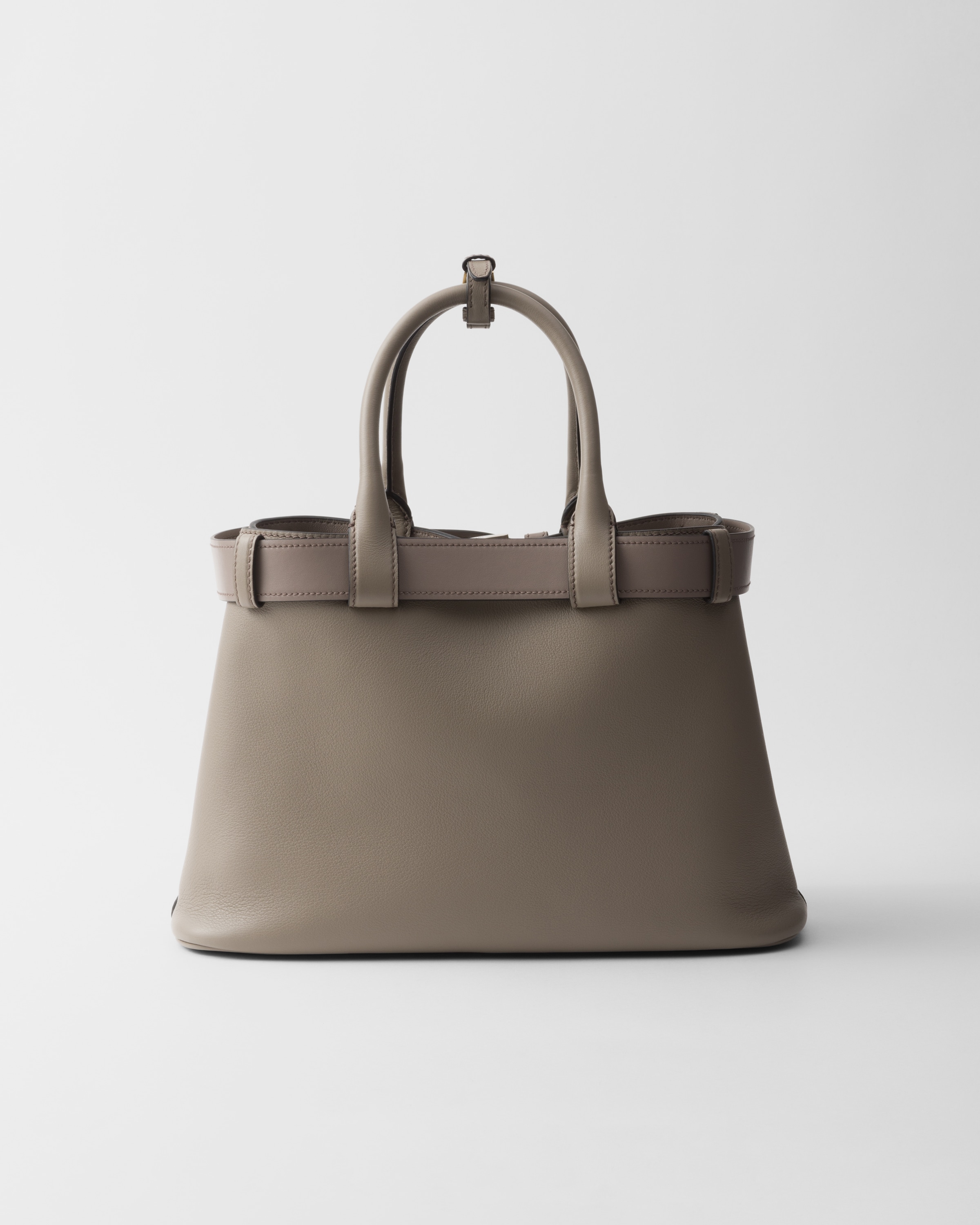 Clay Grey Prada Buckle Small Leather Handbag With Belt | PRADA