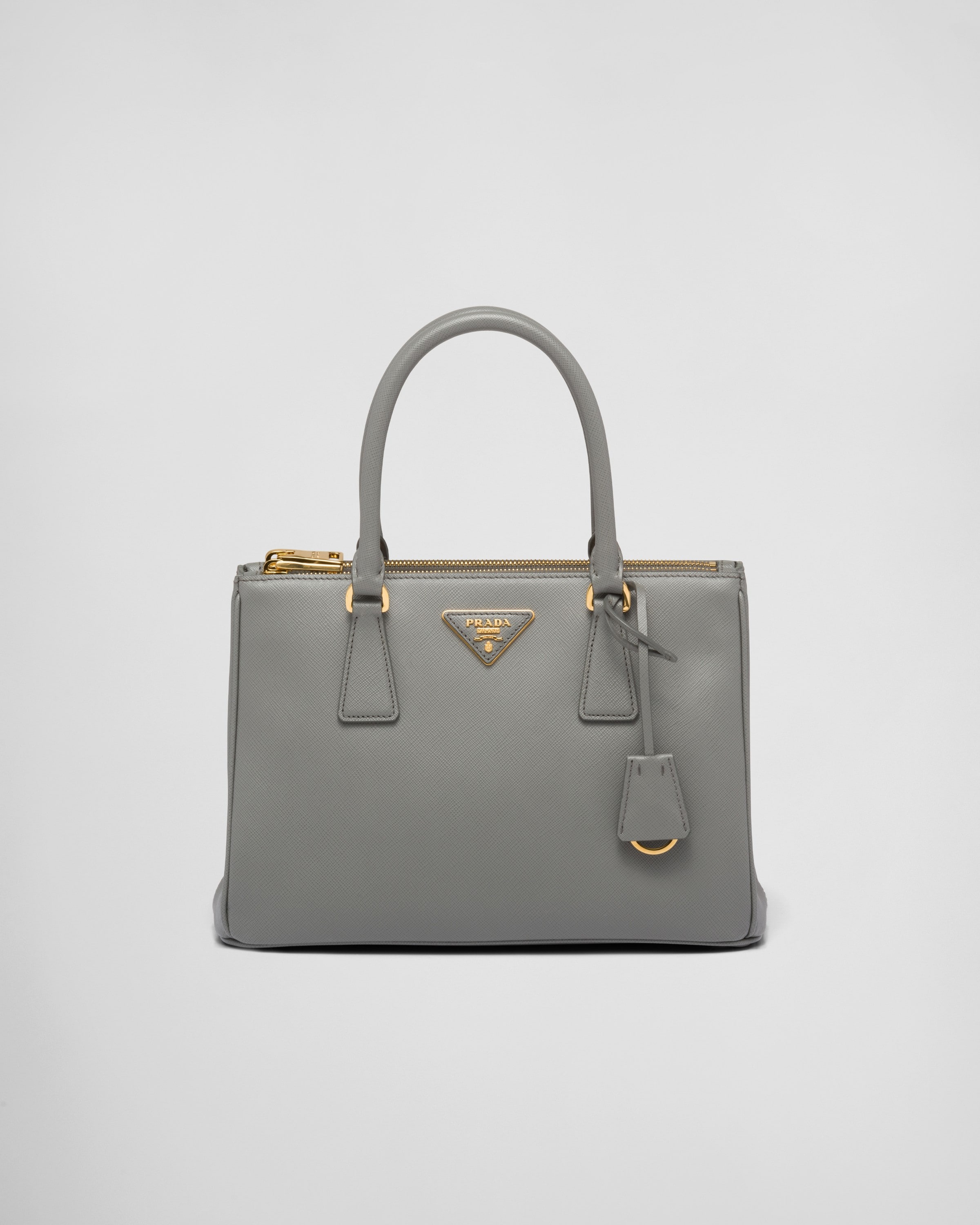スレートグレー プラダ ガレリア サフィアーノレザー ミディアムバッグ