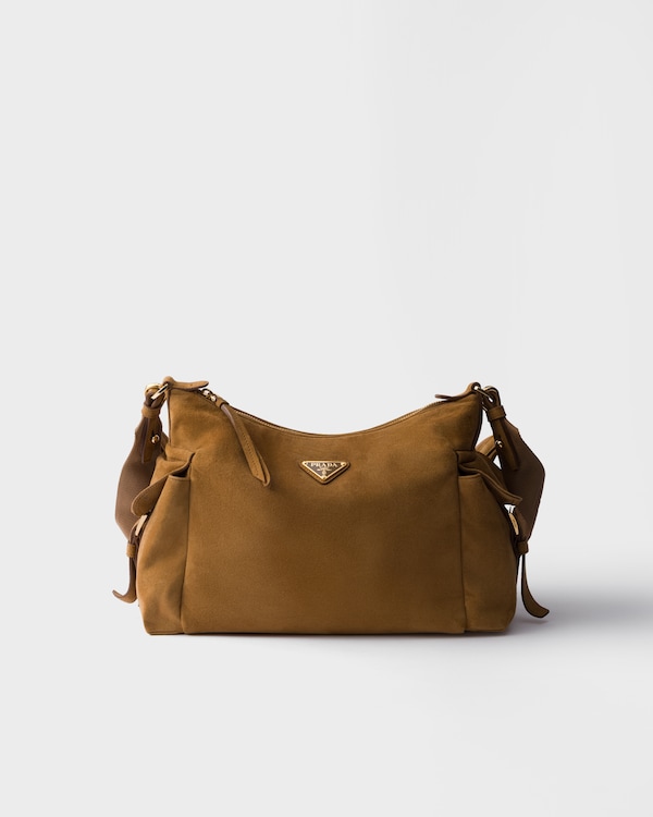 Cinnamon Prada Explore Large Suede Bag | PRADA