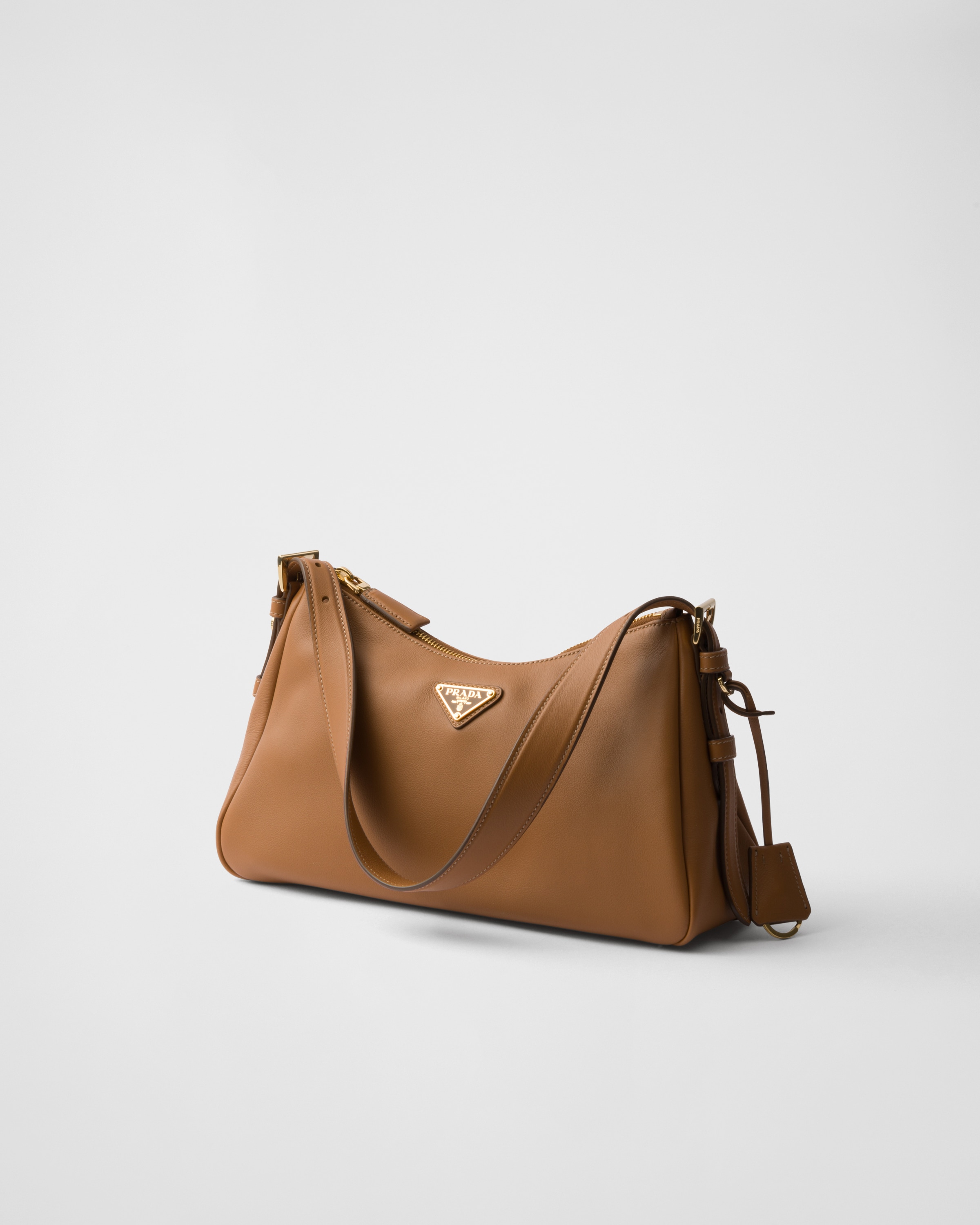 Caramel Prada Aimée Medium Leather Shoulder Bag | PRADA