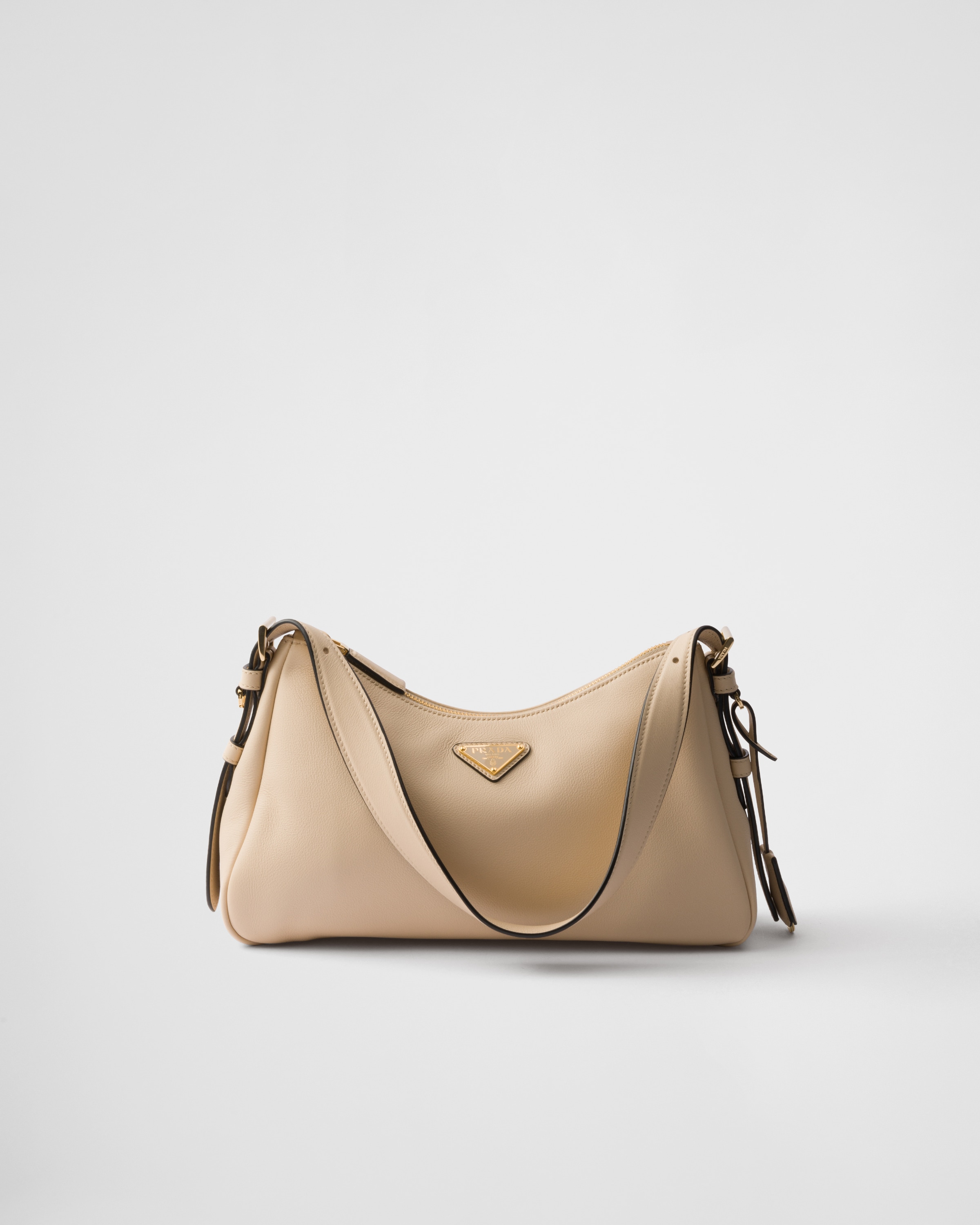 Travertine Prada Aimée Medium Leather Shoulder Bag | PRADA