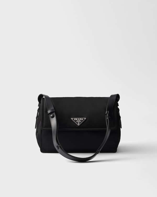 Black Prada Traveller Large Padded Re-nylon Shoulder Bag | PRADA