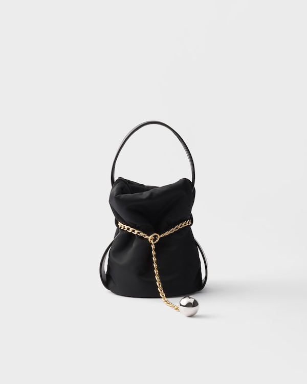 Black Prada Petit Sac Noir Mini Re-nylon And Nappa Leather Bucket